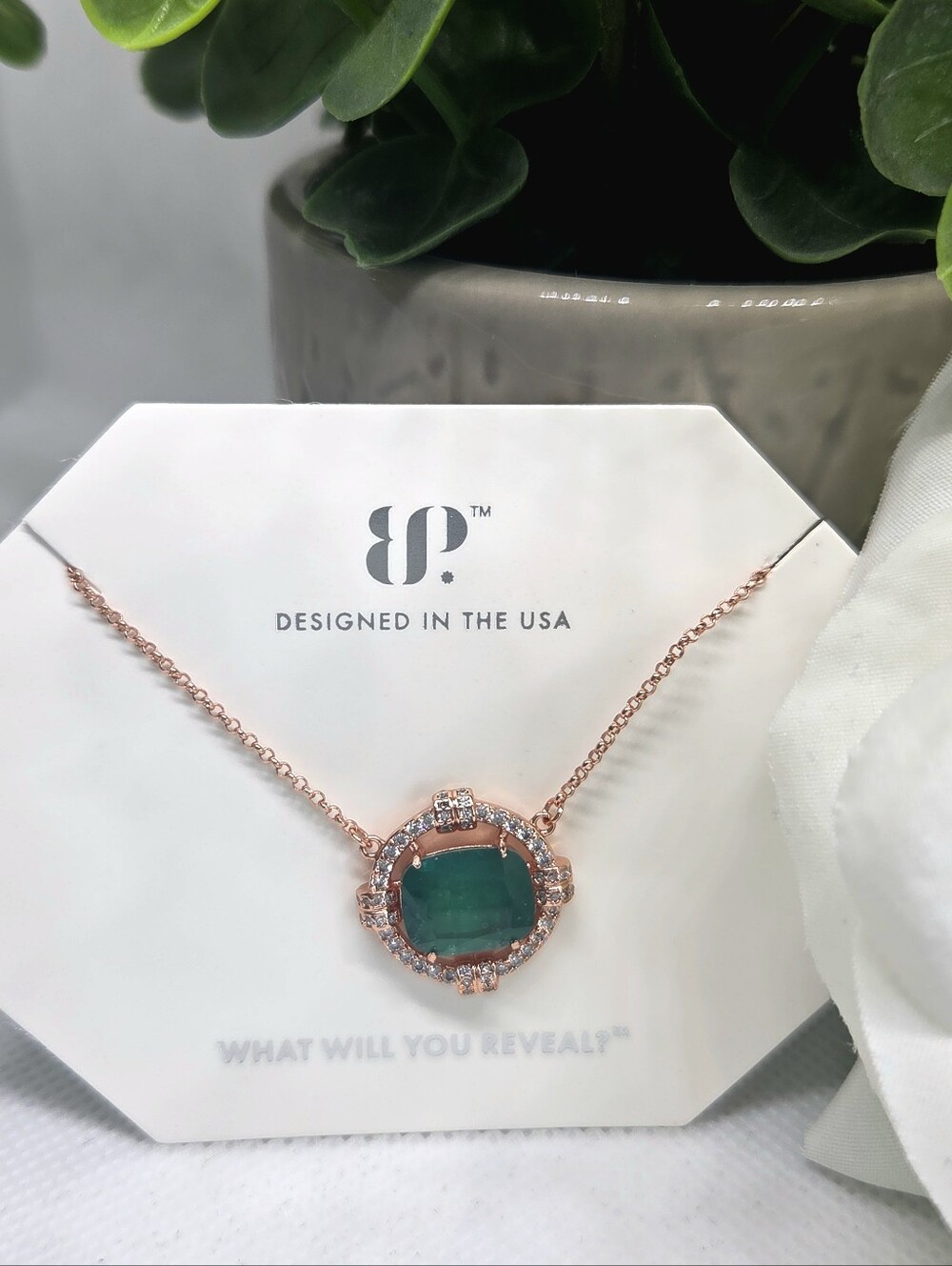 BP May 2024 B-day Collection Emerald Green Crystal Pendant Necklace